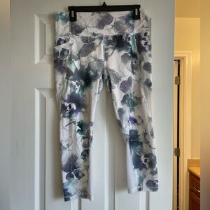 Athleta Womens Leggings - Purple and Green Watercolor